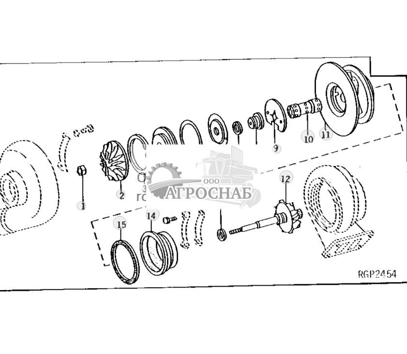Turbocharger Center Housing With Rotating Parts 
